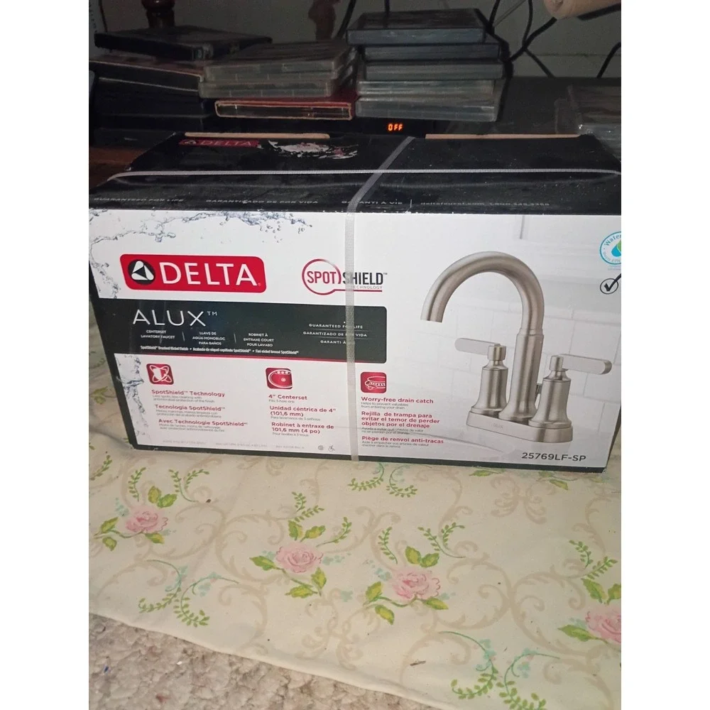 Delta 25769LF-SP Alux SpotShield Brushed Nickel 2-handle 4-in Centerset Bathroom